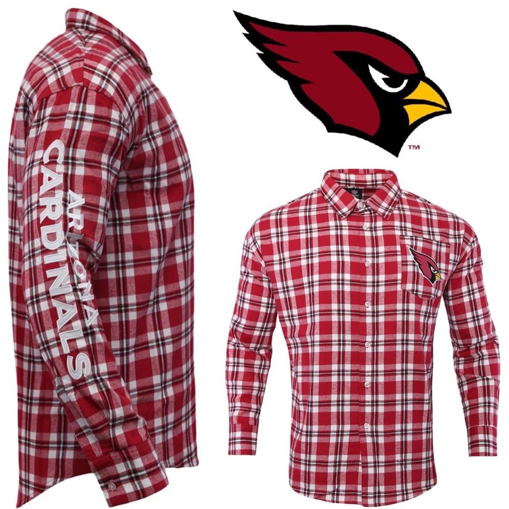 *NEW* NFL Arizona Cardinals Team Logo Long Sleeve Flannel Shirt